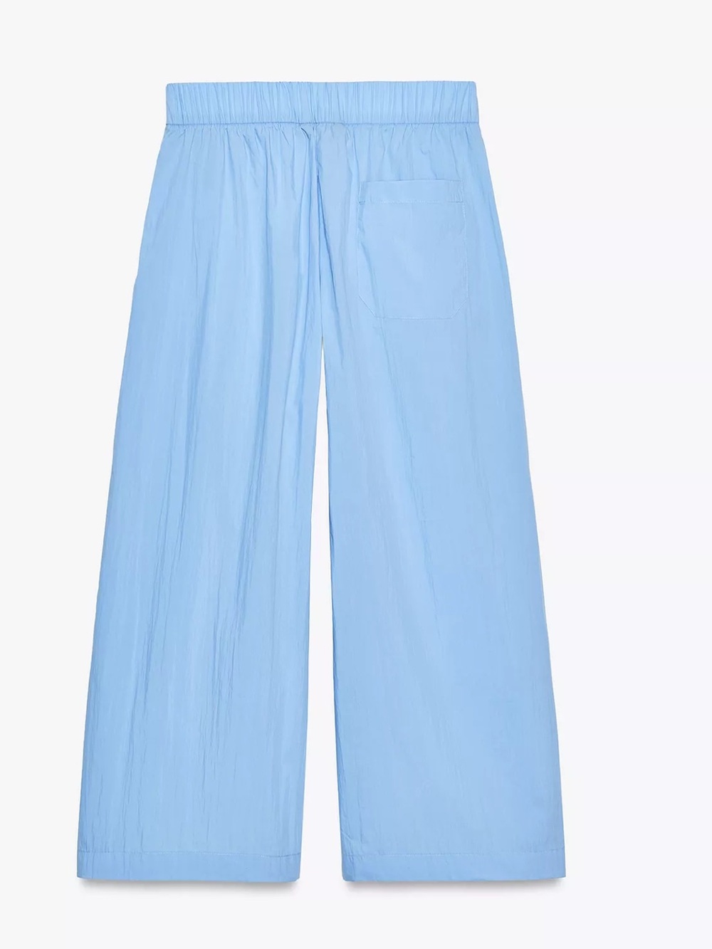 Zara Blue Wide-Leg poplin pleated Elastic Waist Pants - Picture 9 of 13